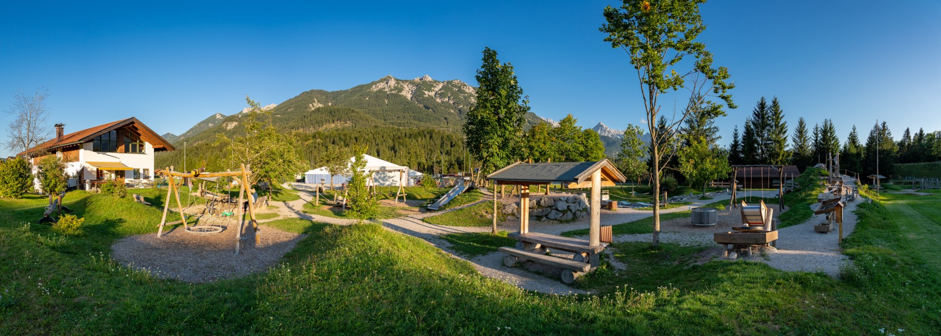 Flößerspielplatz Panorama, © Gemeinde Krün